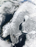 Satellite image of Scandinavia